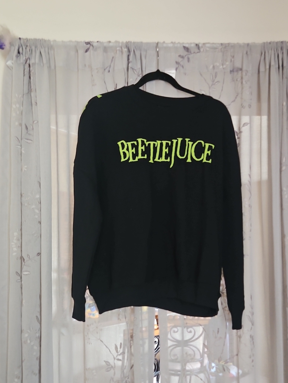 Beetlejuice Graphic Crewneck Sweatshirt - Black/Neon Green